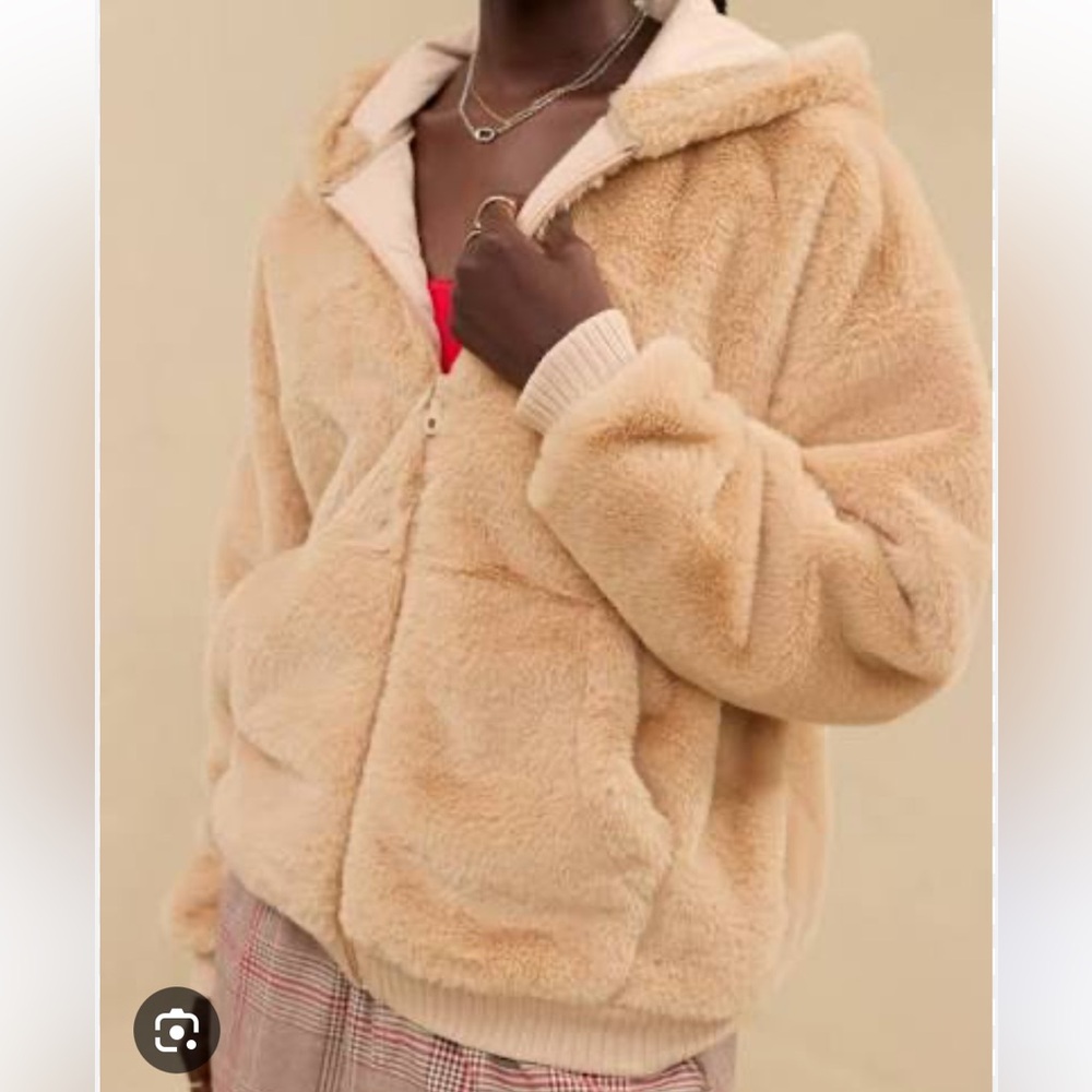 Aerie Plush Fuzzy Full Zip Jacket